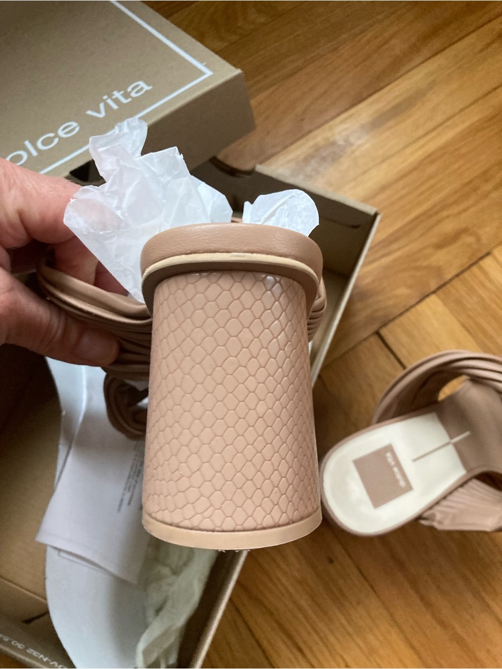 Dolce Vita Taupe Braided Double-Strap open toe sandal Slide Mule - Picture 5 of 7
